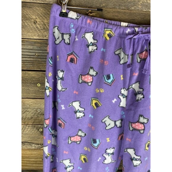 Croft & Barrow Womens Sz L Purple W/scotty Dogs Soft Fleece Lounge Pajama Pants - Picture 2 of 9